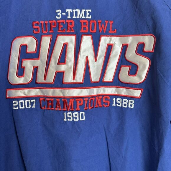 New York Giants NFL Blue Zip Front Jacket Three Time SUPERBOWL CHAMPS SZ Large - Picture 3 of 15